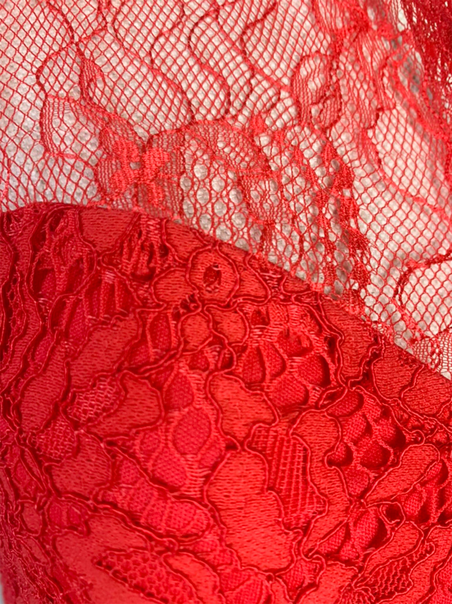 Robe Belair Dentelle Rouge - Col Chemise - Cocktail Cérémonie T36