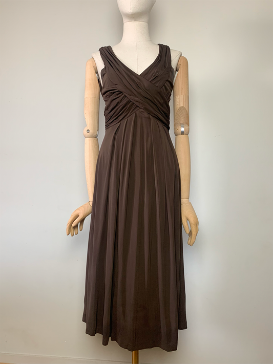 Robe midi glamour chic marron Caroll