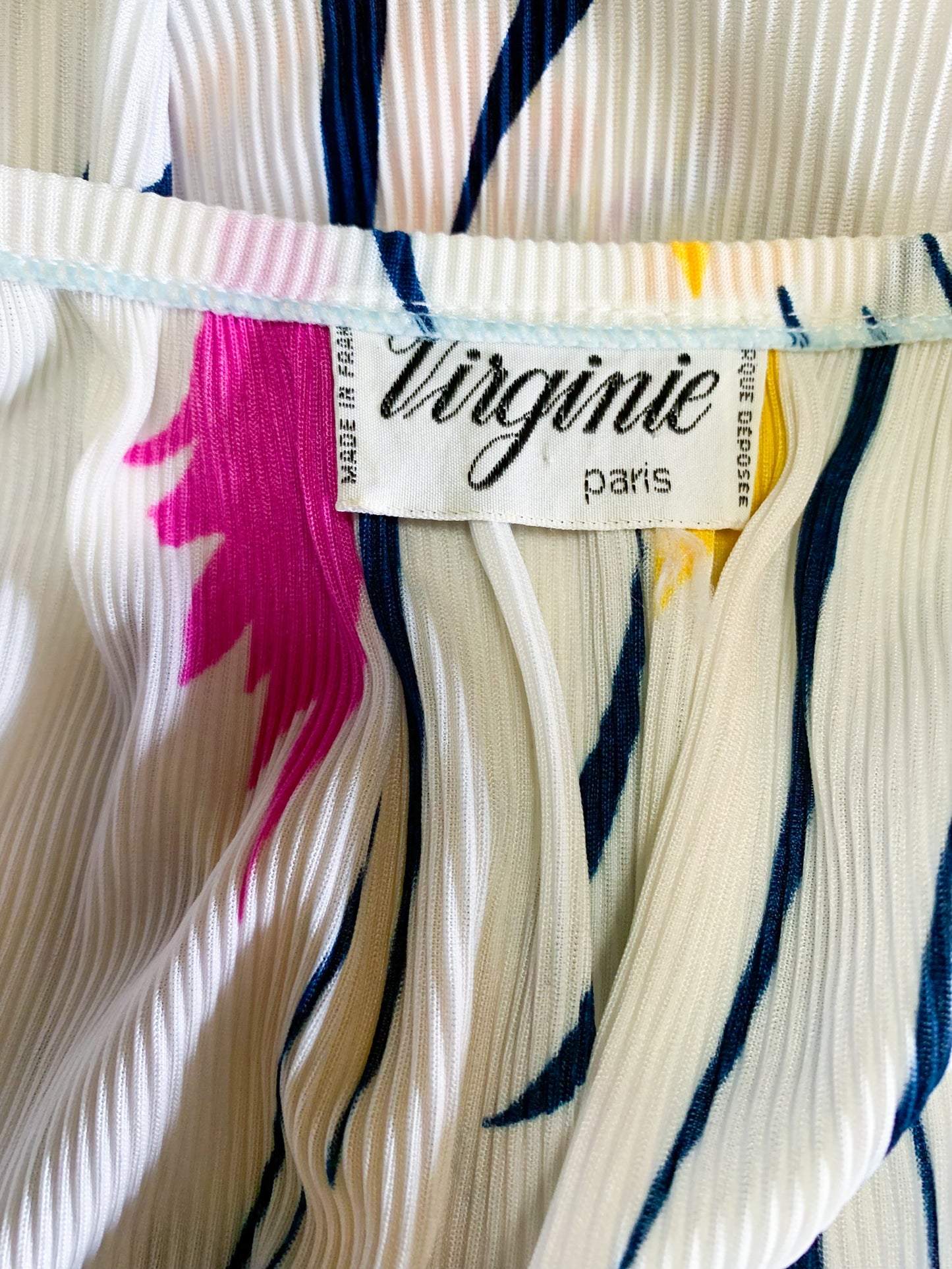 Robe Midi Plissée Vintage Années 80 - Imprimé Floral Arlequin - Virginie Paris - T. 36/38