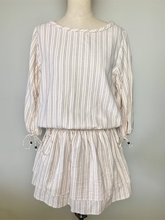 Robe en coton biologique crème rayée Ekyog