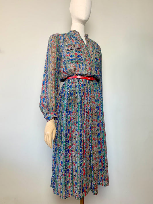 Robe Eric Laage Vintage - Fluide, Taille Élastique & Imprimé Forte $80 \text{s}$ - T36-38