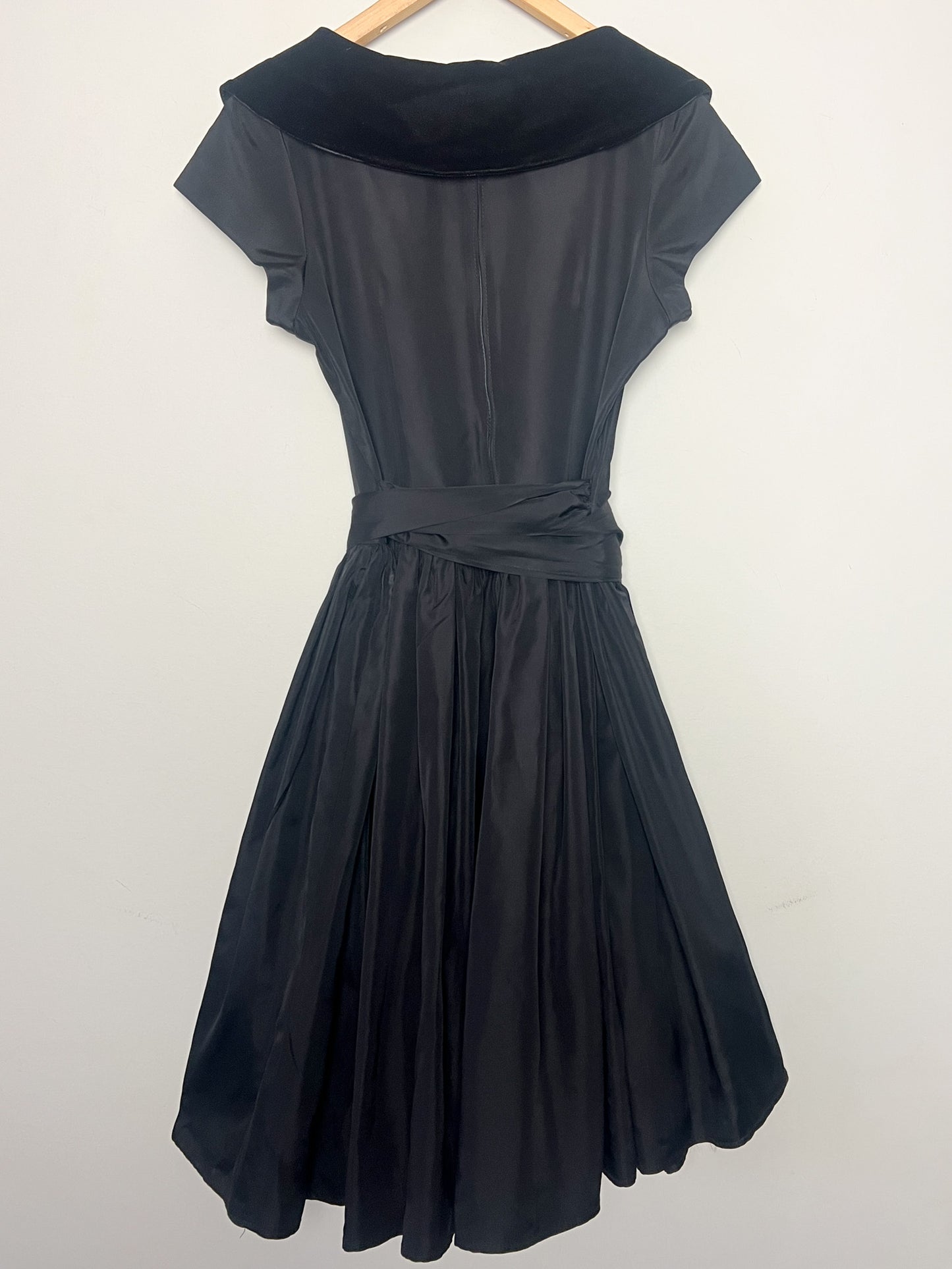 Robe Cocktail Vintage années 80 - Velours & Tulle -Nœud au dos - T 36 (S)