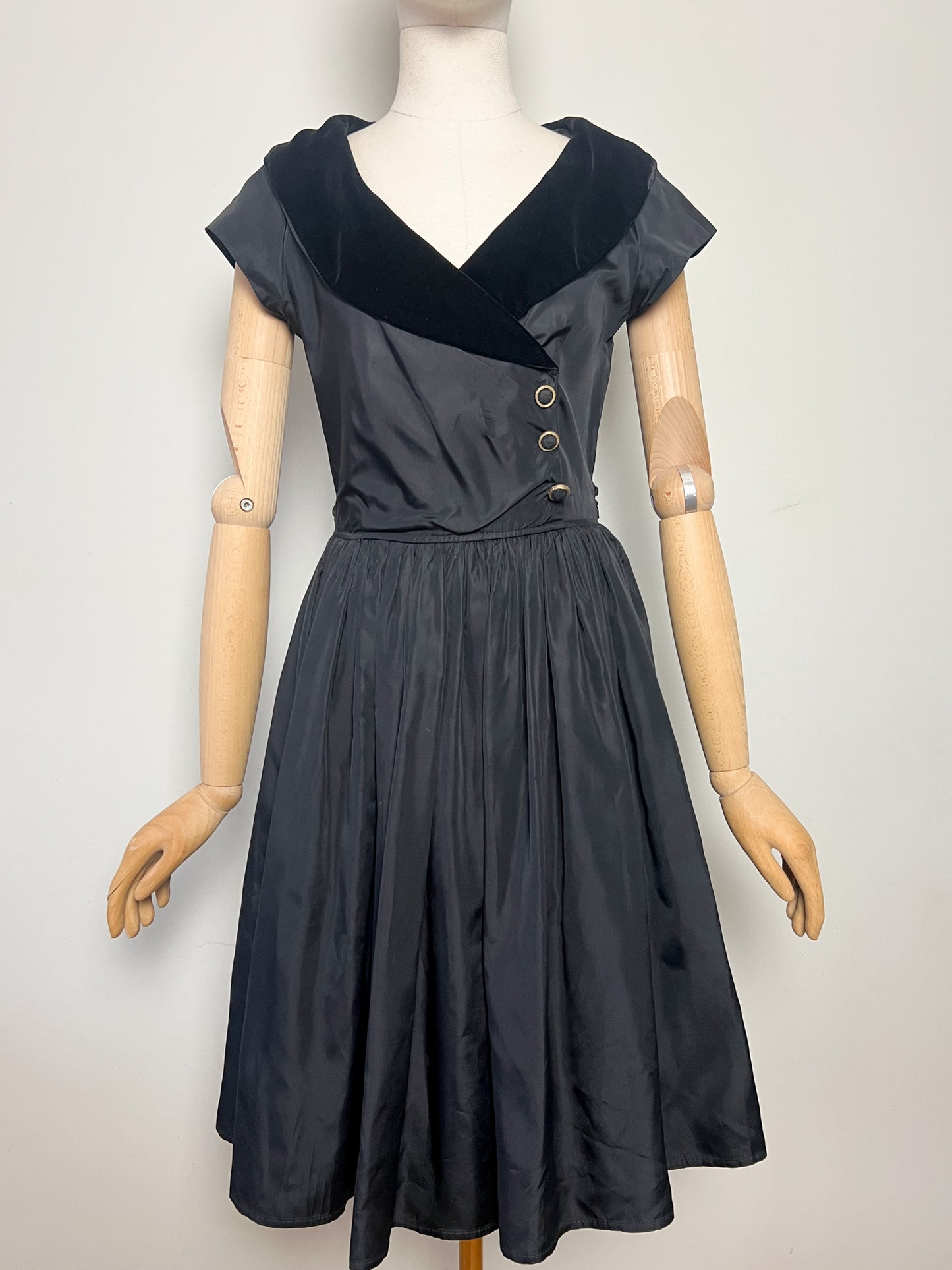 Robe Cocktail Vintage années 80 - Velours & Tulle -Nœud au dos - T 36 (S)