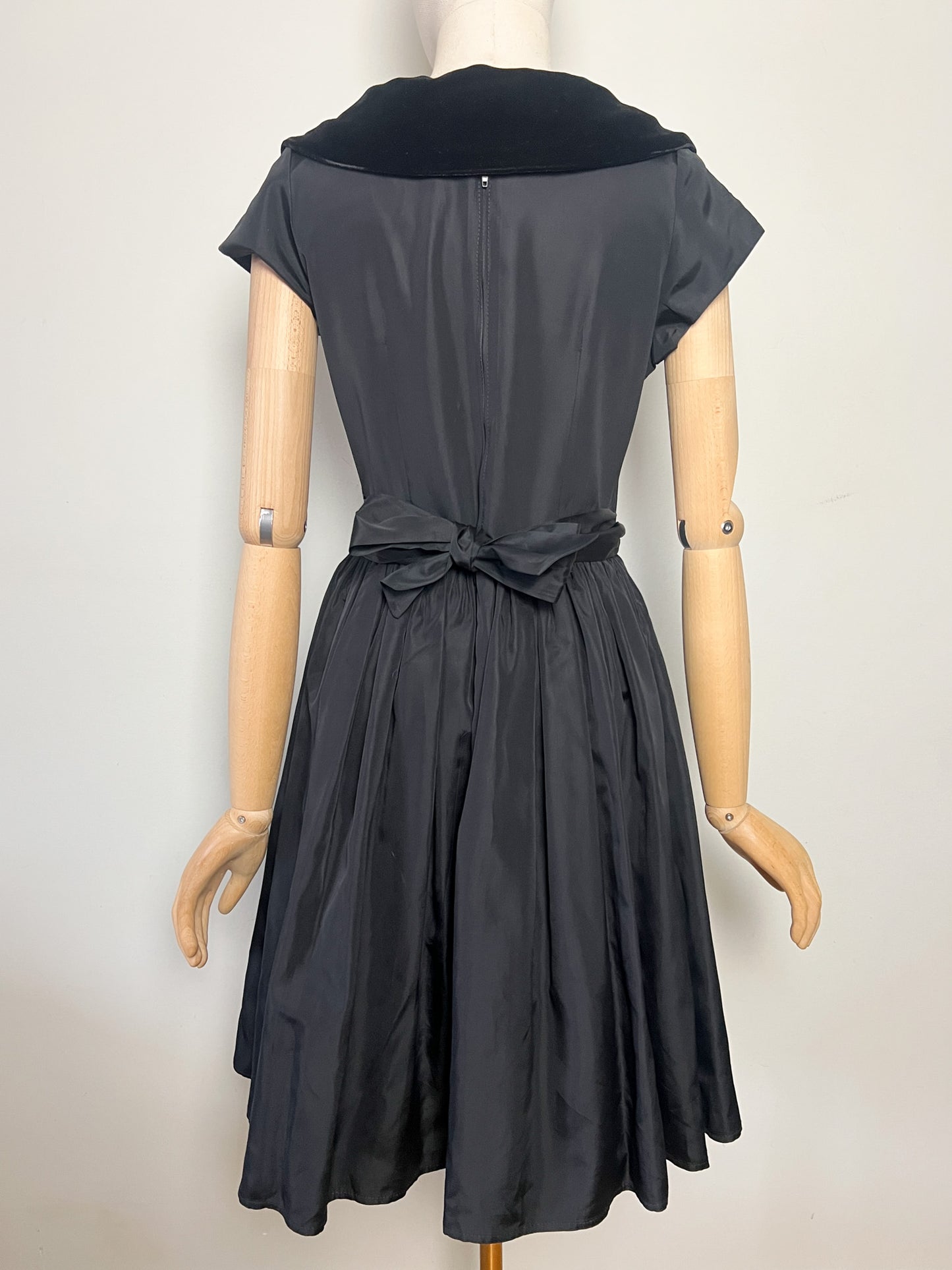 Robe Cocktail Vintage années 80 - Velours & Tulle -Nœud au dos - T 36 (S)