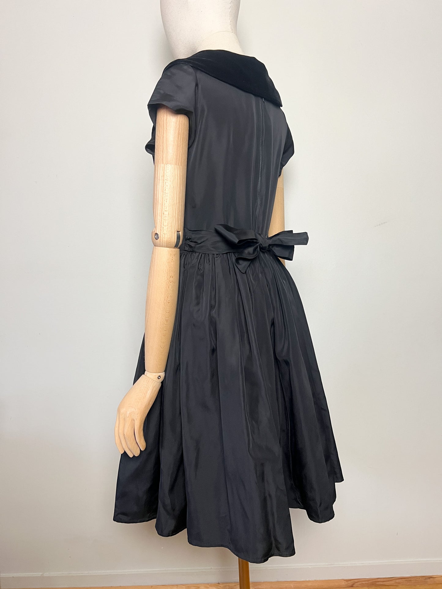 Robe Cocktail Vintage années 80 - Velours & Tulle -Nœud au dos - T 36 (S)