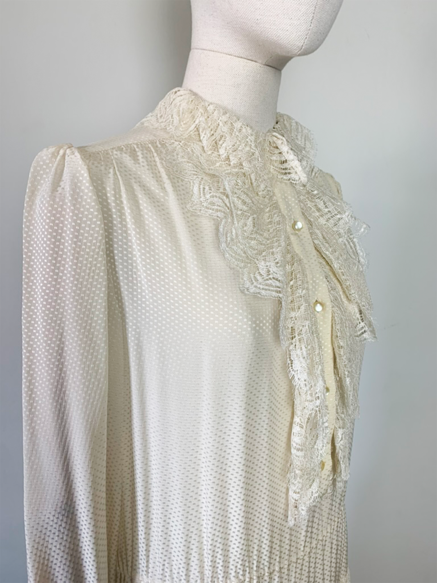 Robe midi bohème crème 100% soie vintage Ted Lapidus