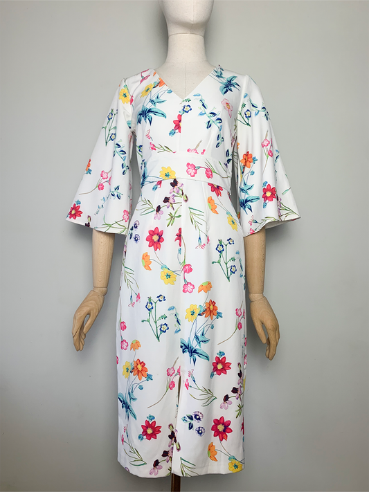 Robe chic blanche imprimée fleurs Closet