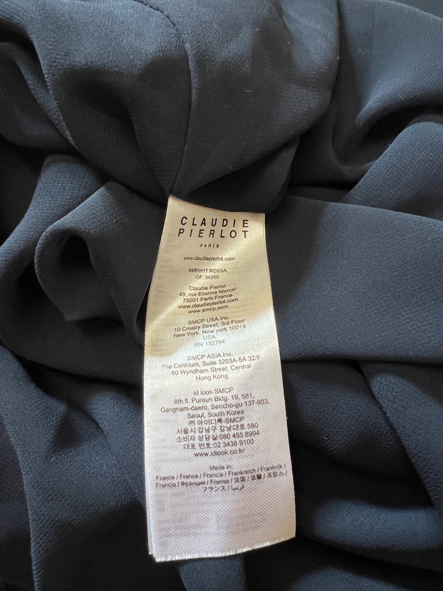 Robe Claudie Pierlot Marine Viscose - Plumetis Volant - T. 38 (Grand) - Made in France