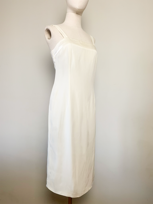 Robe chic fluide sans manche ivoire vintage Gina Baconni