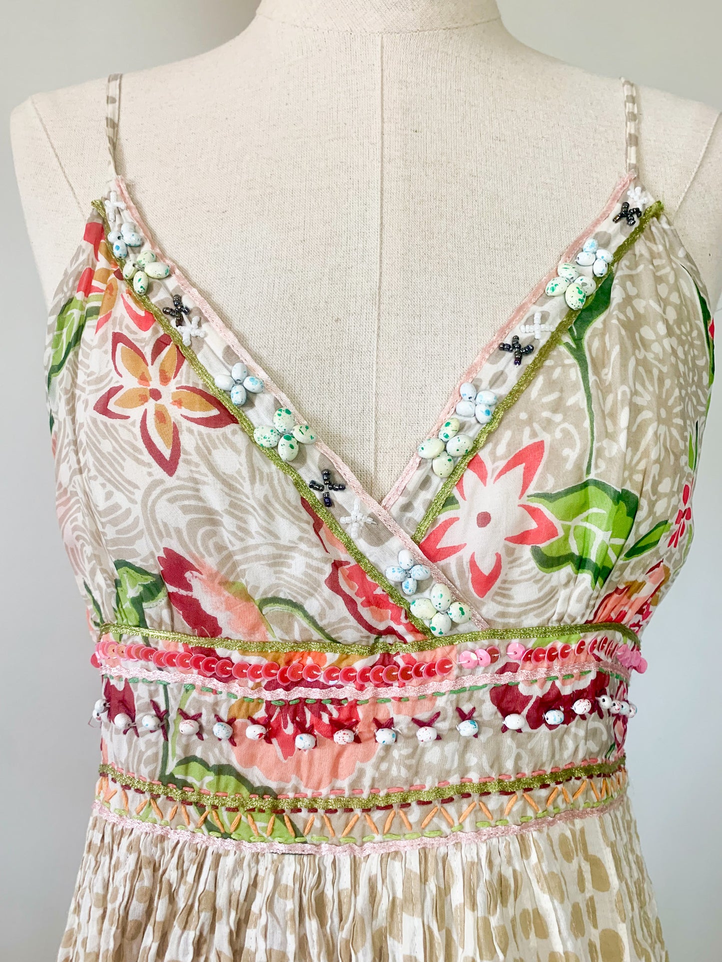 Robe Midi Bohème Renée Derhy Broderies & Perles – Coupe Empire – Taille S