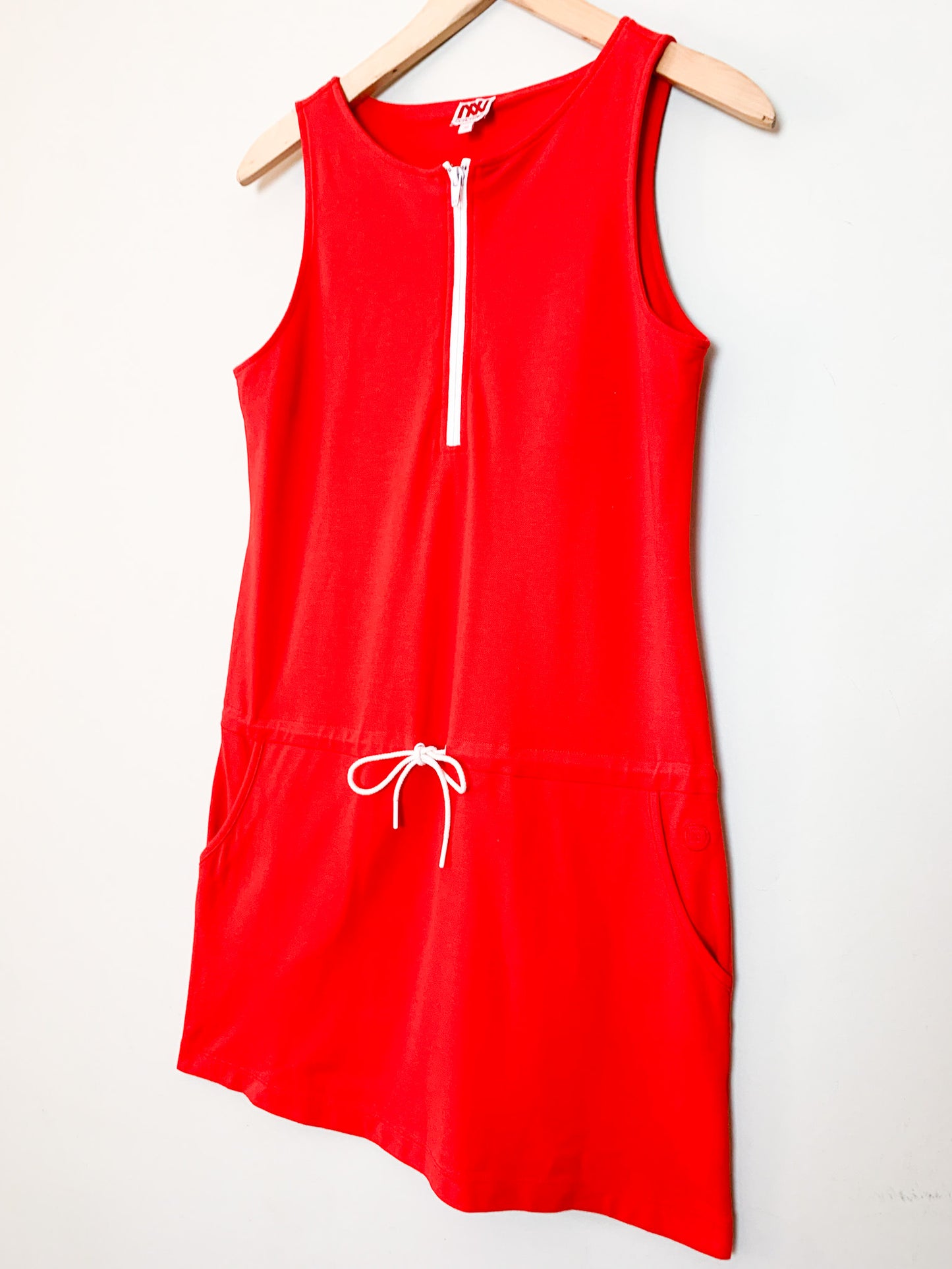 Robe Vintage Années 90 - Rouge - Sport-Chic -Coton Piqué – Dorotennis - T. 36/38