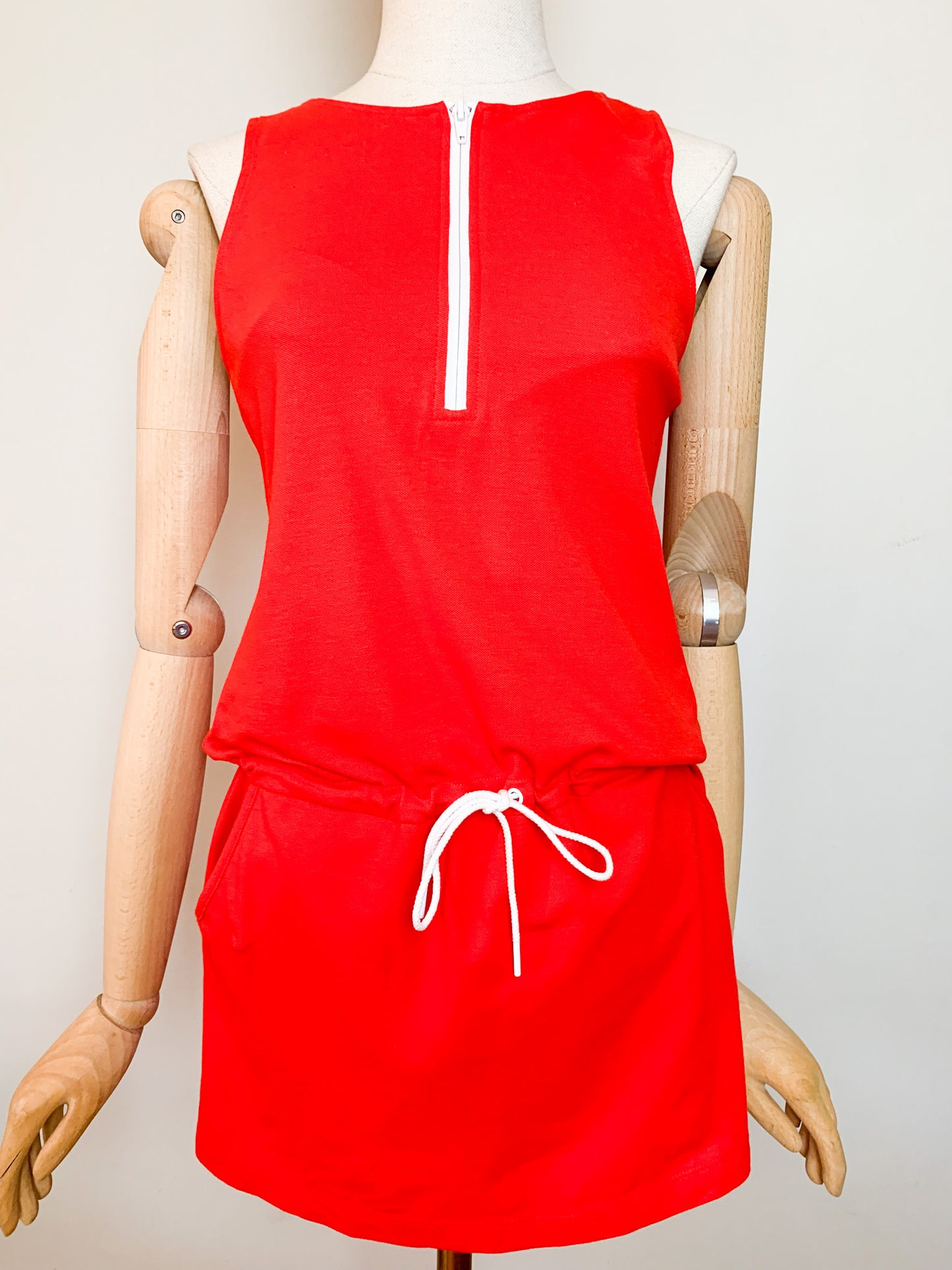Robe Vintage Années 90 - Rouge - Sport-Chic -Coton Piqué – Dorotennis - T. 36/38