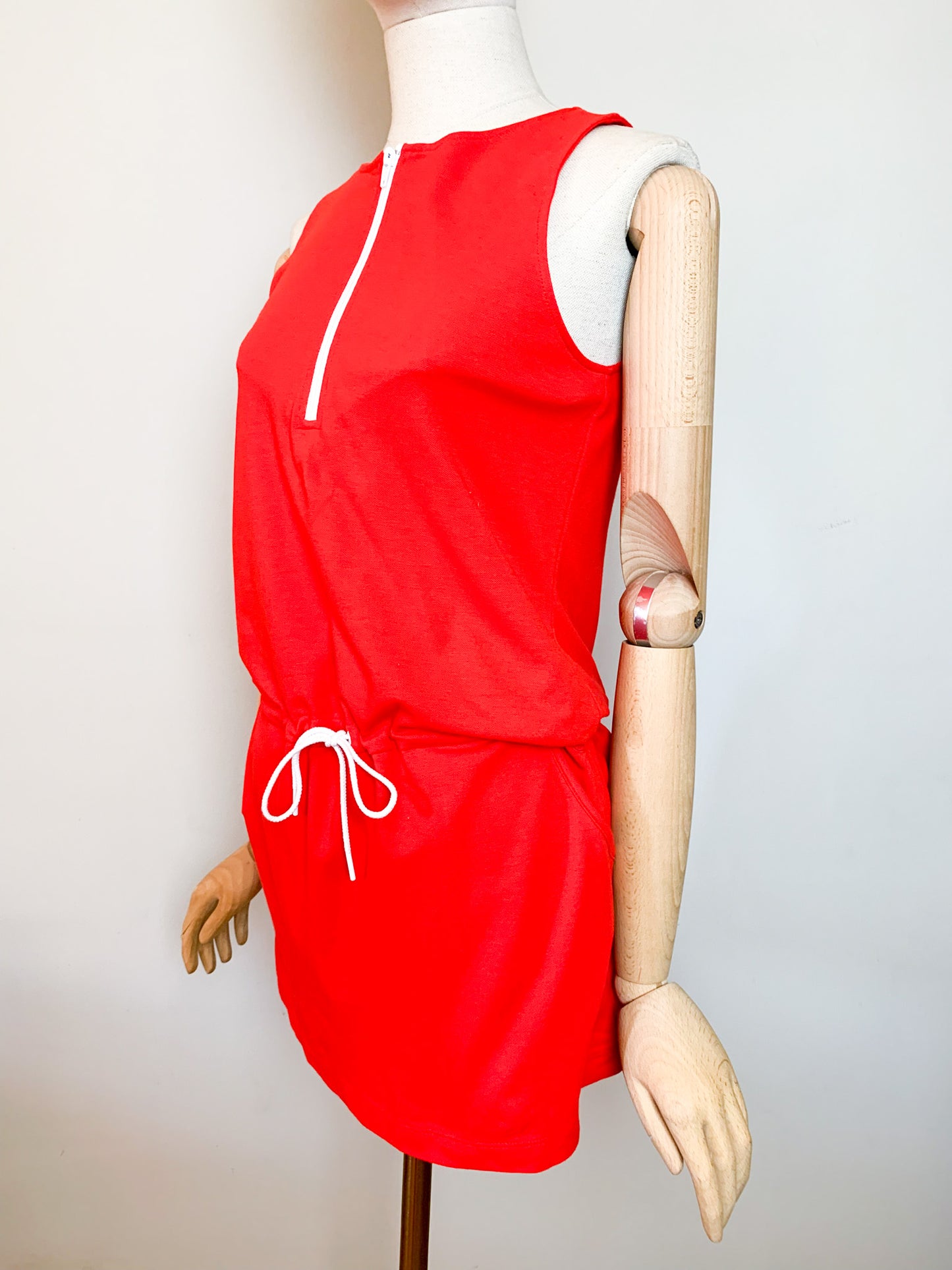 Robe Vintage Années 90 - Rouge - Sport-Chic -Coton Piqué – Dorotennis - T. 36/38