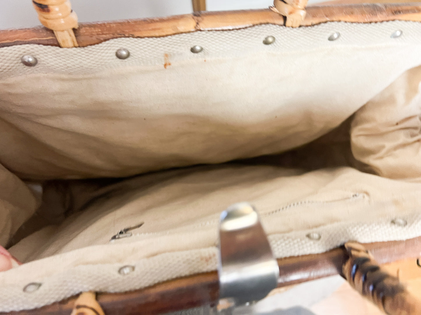Sac Docteur Vintage en Osier & Bambou – Années 60/70 – Porté Main & Épaule