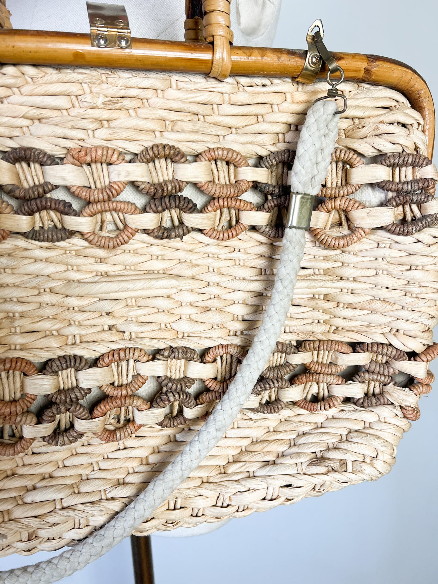 Sac Docteur Vintage en Osier & Bambou – Années 60/70 – Porté Main & Épaule