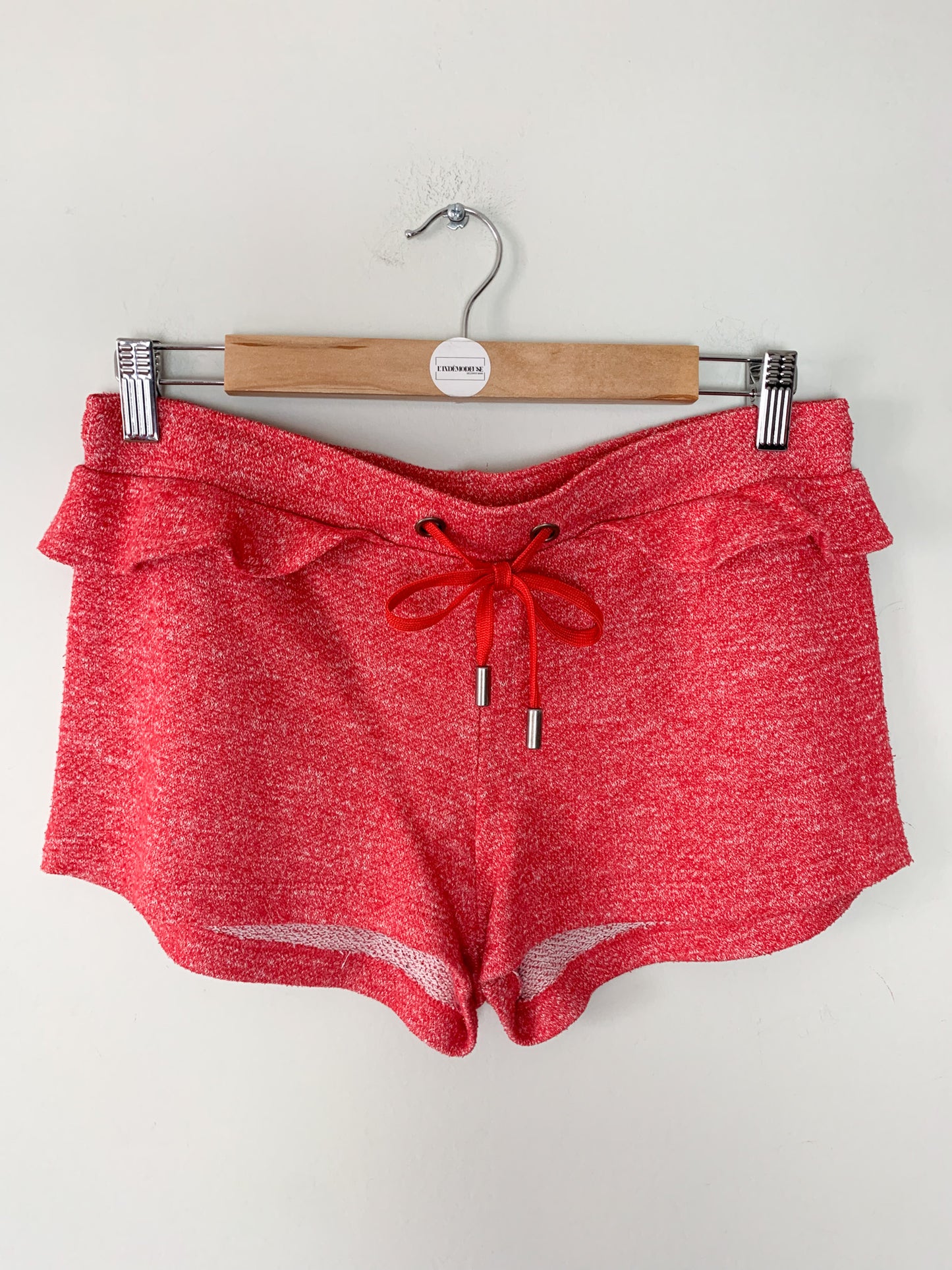 Short mini avec volants rouge framboise Bel Air #belair #shorts