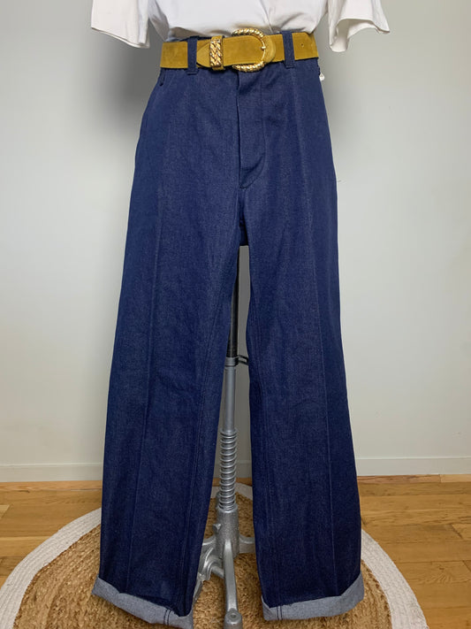 Jean femme indigo workwear utility vintage