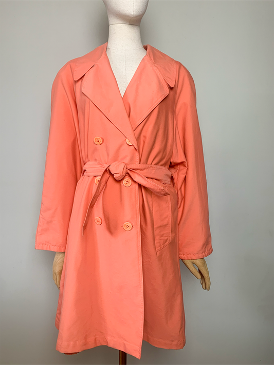 Trench parka imperméable mi saison femme saumon corail vintage