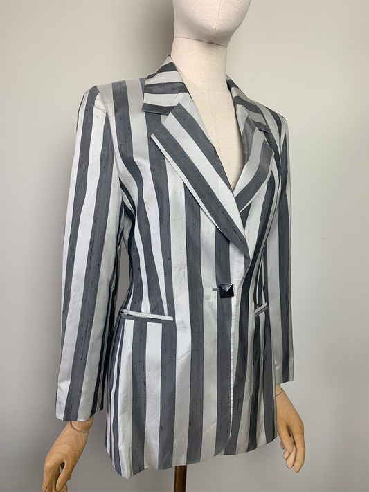 Veste rayée grise en mélange soie Gianfranco Ferre