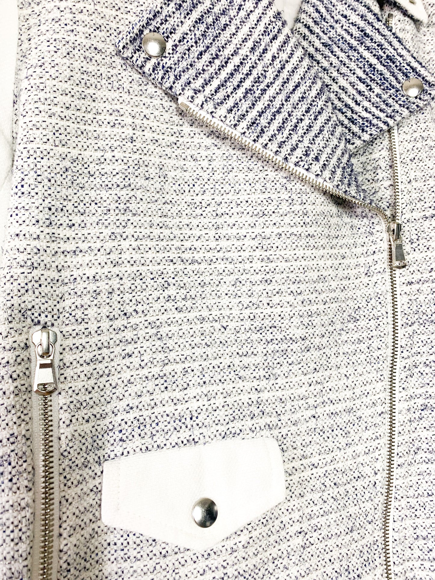 Perfecto Sandro Paris - Lin & Coton Texturé Écru - Détails Zips - T. 40