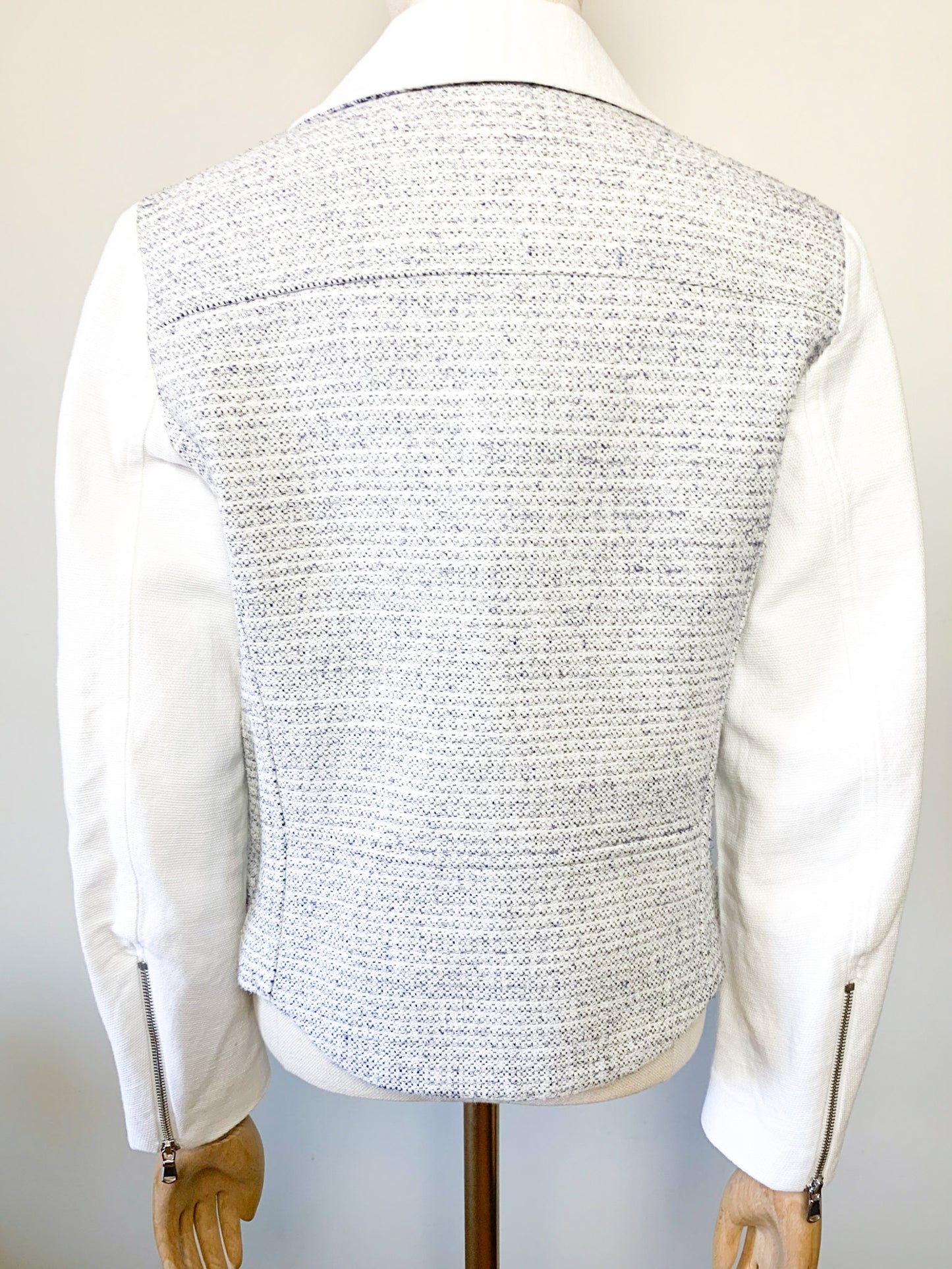 Perfecto Sandro Paris - Lin & Coton Texturé Écru - Détails Zips - T. 40