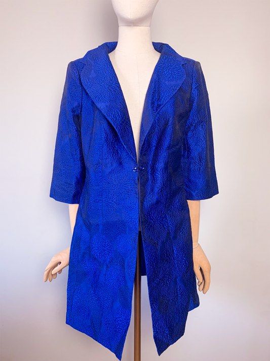 Veste légère chic bleue manches ¾ mélange soie Antonio D’Errico