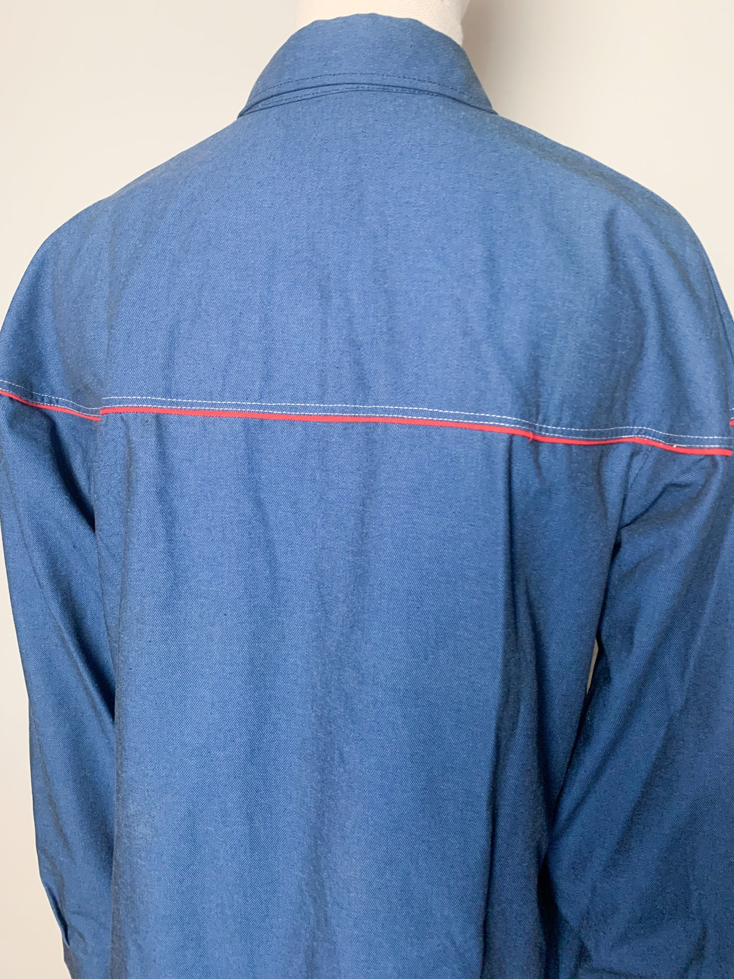 Veste Workwear Vintage Années 90 Bleu & Liseré Rouge - Coton - Unisexe - T. L