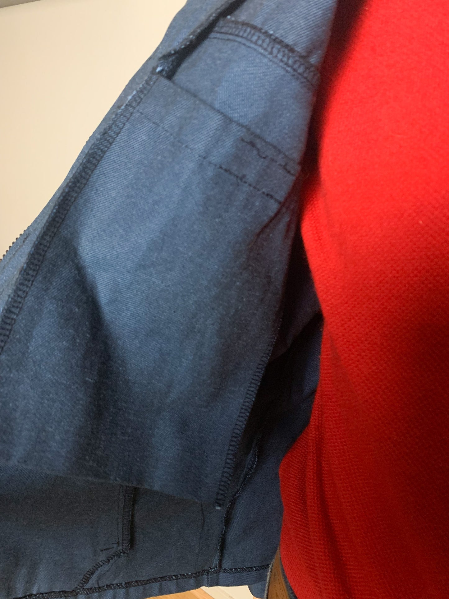 Veste Workwear Vintage Années 90 Bleu & Liseré Rouge - Coton - Unisexe - T. L