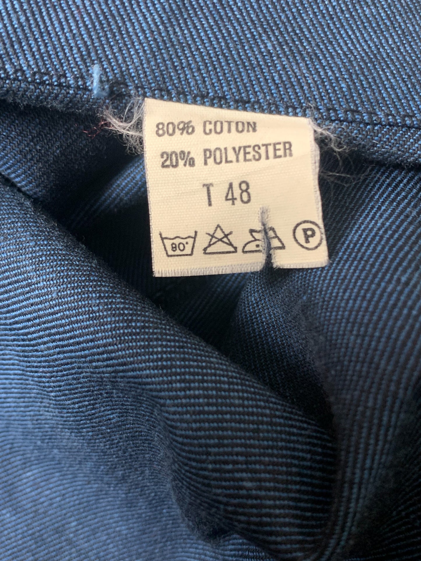 Veste Workwear Vintage Années 90 Bleu & Liseré Rouge - Coton - Unisexe - T. L