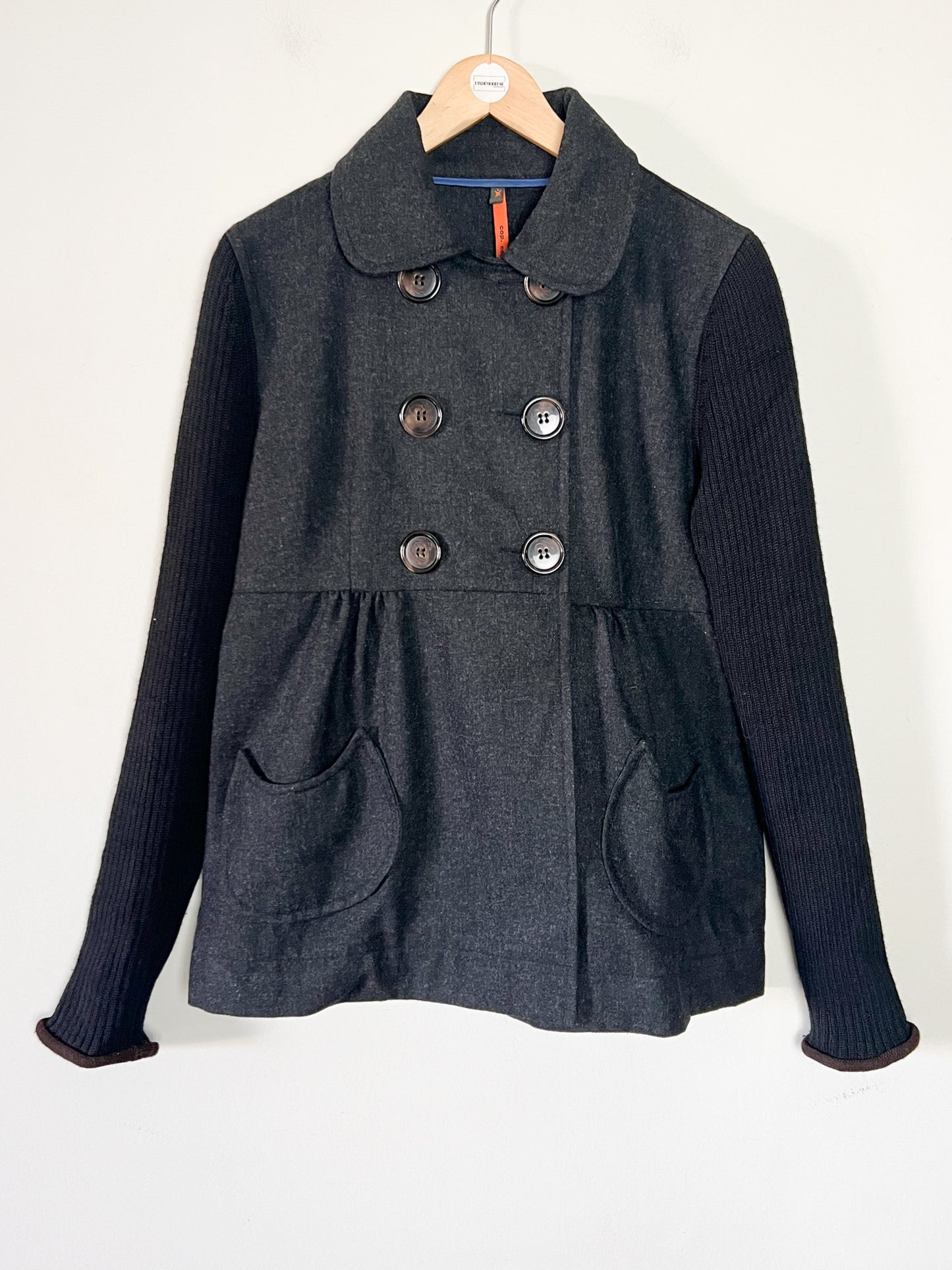 Caban Femme Cop Copine Bi-Matière - Laine & Maille - Anthracite & Noir - Taille 40