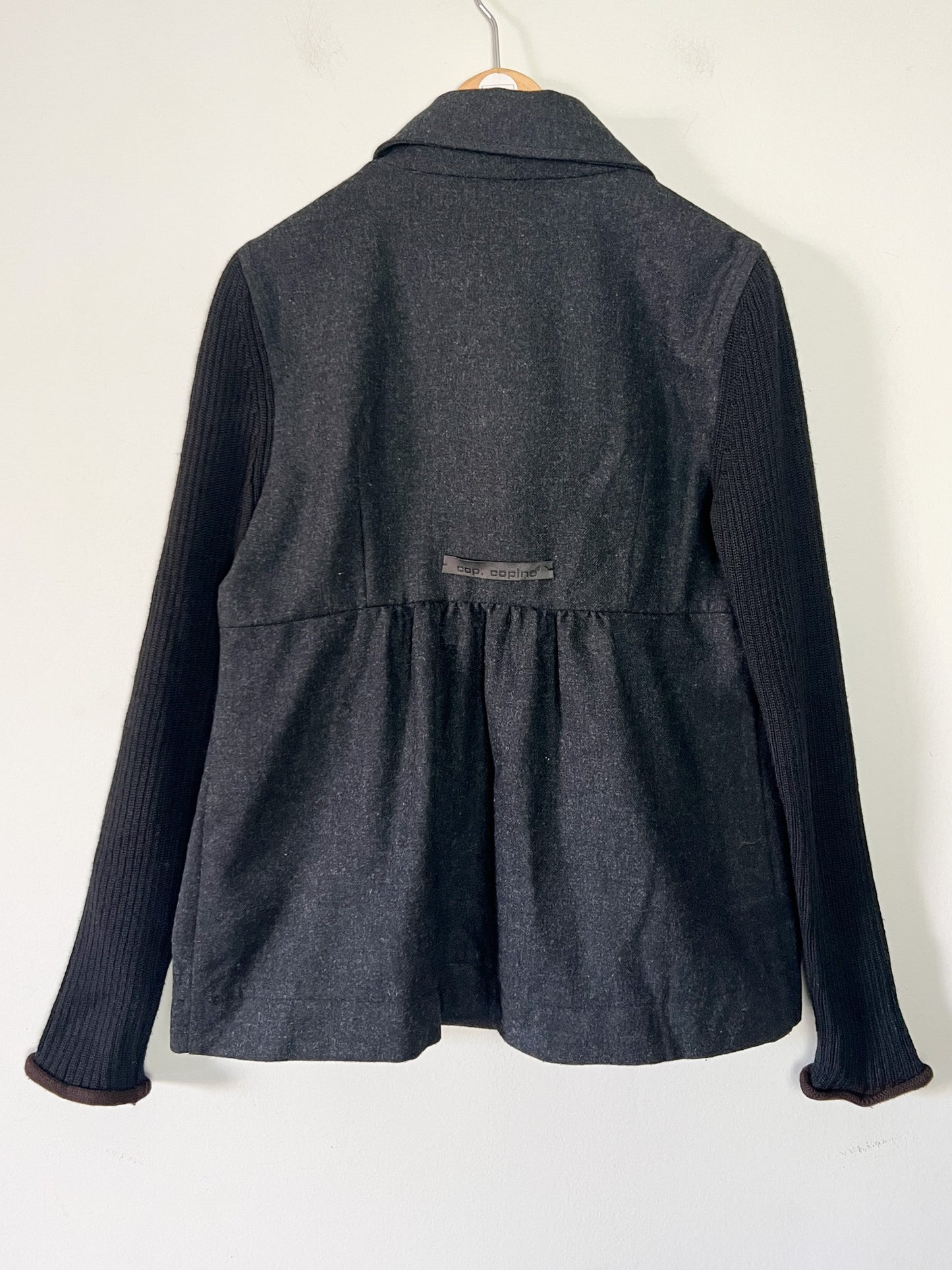 Caban Femme Cop Copine Bi-Matière - Laine & Maille - Anthracite & Noir - Taille 40