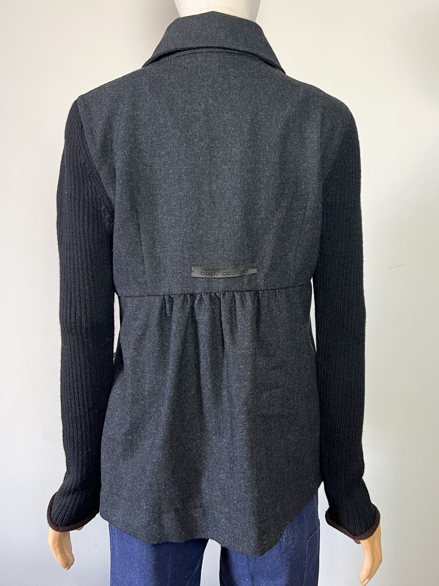 Caban Femme Cop Copine Bi-Matière - Laine & Maille - Anthracite & Noir - Taille 40