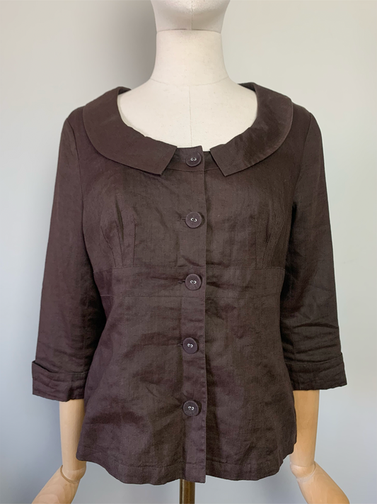Veste chemisier en lin et ramie marron Promod