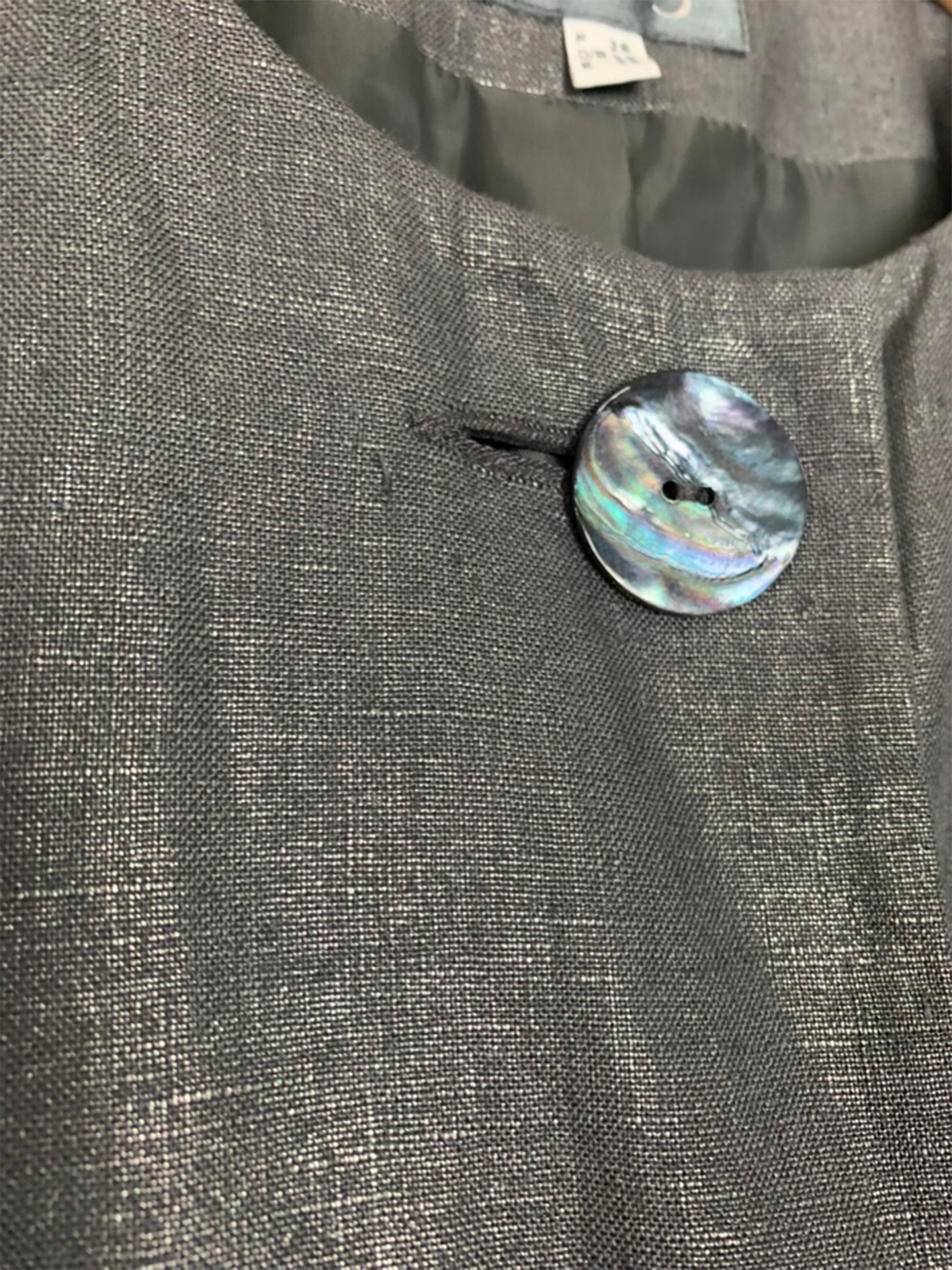 Veste mi longue grise métallisée en lin 123